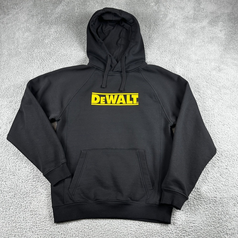 DeWalt‎ Hoodie Mens Medium Black Yellow Logan Heavy Duty Fleece Guaranteed Tough